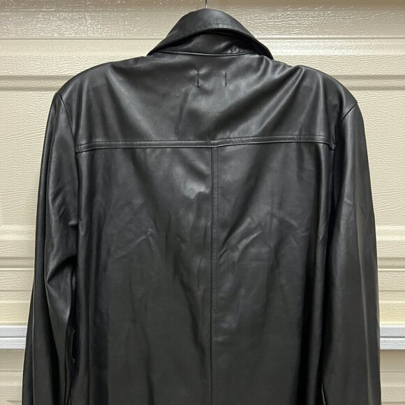 Kit & Sky Faux-Leather Shacket Mini Dress Large in Black - Picture 8 of 11